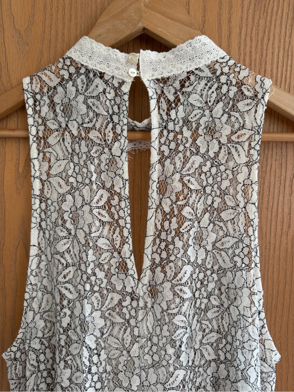 Free People Tell Tale Heart White Black Lace Boho Tunic Dress Women’s Size L - Picture 7 of 13
